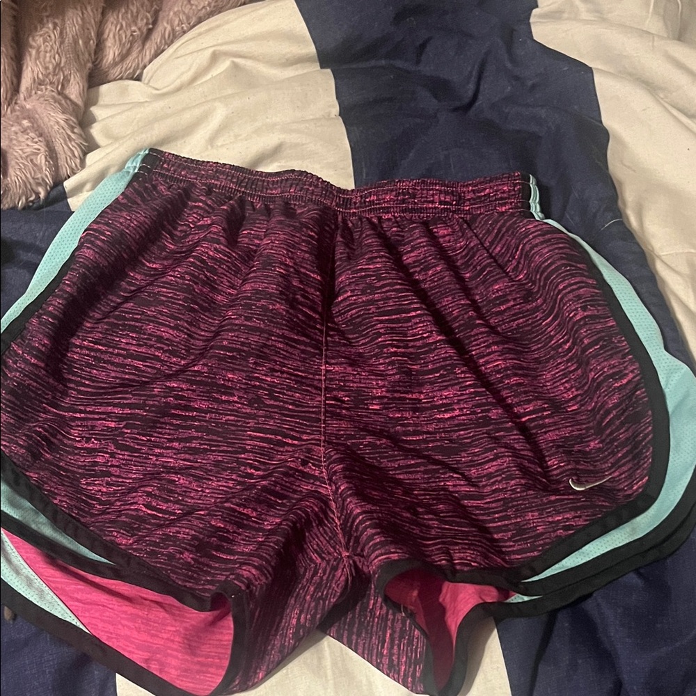 Nike Women's Pink and Teal Athletic Shorts